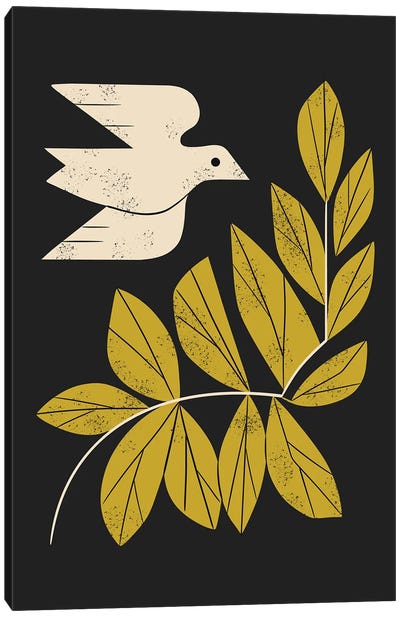 Dove And Branch Canvas Art Print - Dove & Pigeon Art