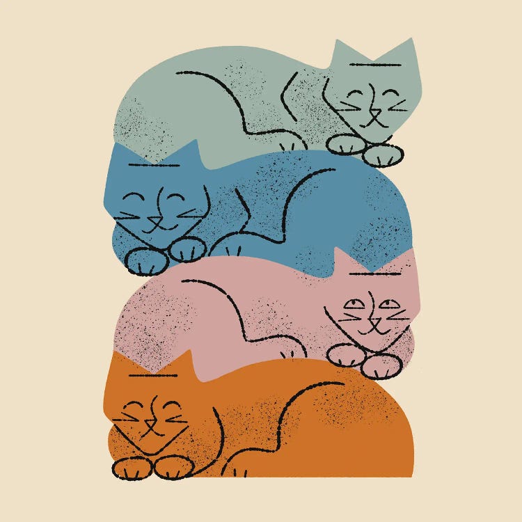 Four Cat Pile by Renea L. Thull wall art