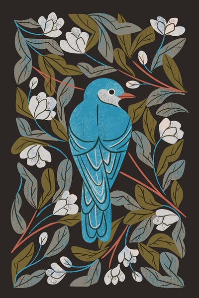 Bluebird And Apple Blossoms