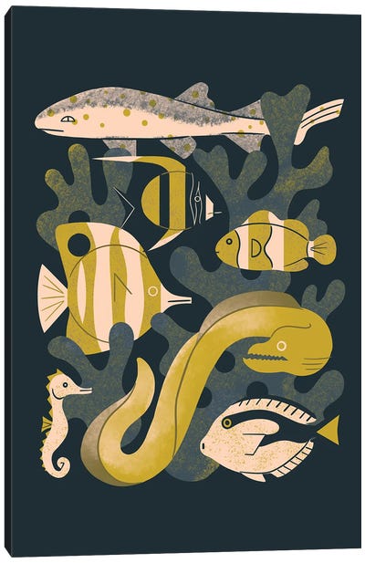 Coral Fishes Canvas Art Print - Seahorse Art