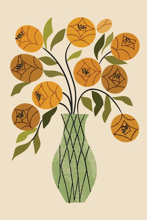 Gold And Green Bouquet by Renea L. Thull wall art