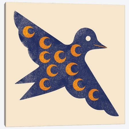Moon Bird (Blue And Orange) Canvas Print #RNT1} by Renea L. Thull Canvas Artwork