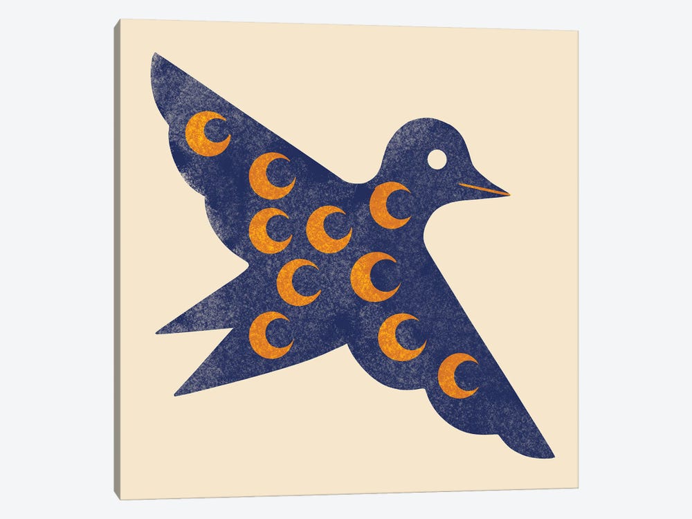 Moon Bird (Blue And Orange) by Renea L. Thull 1-piece Art Print
