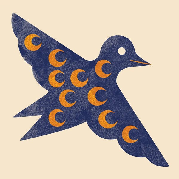 Astrology: Moon Bird (Blue And Orange) by Renea L. Thull