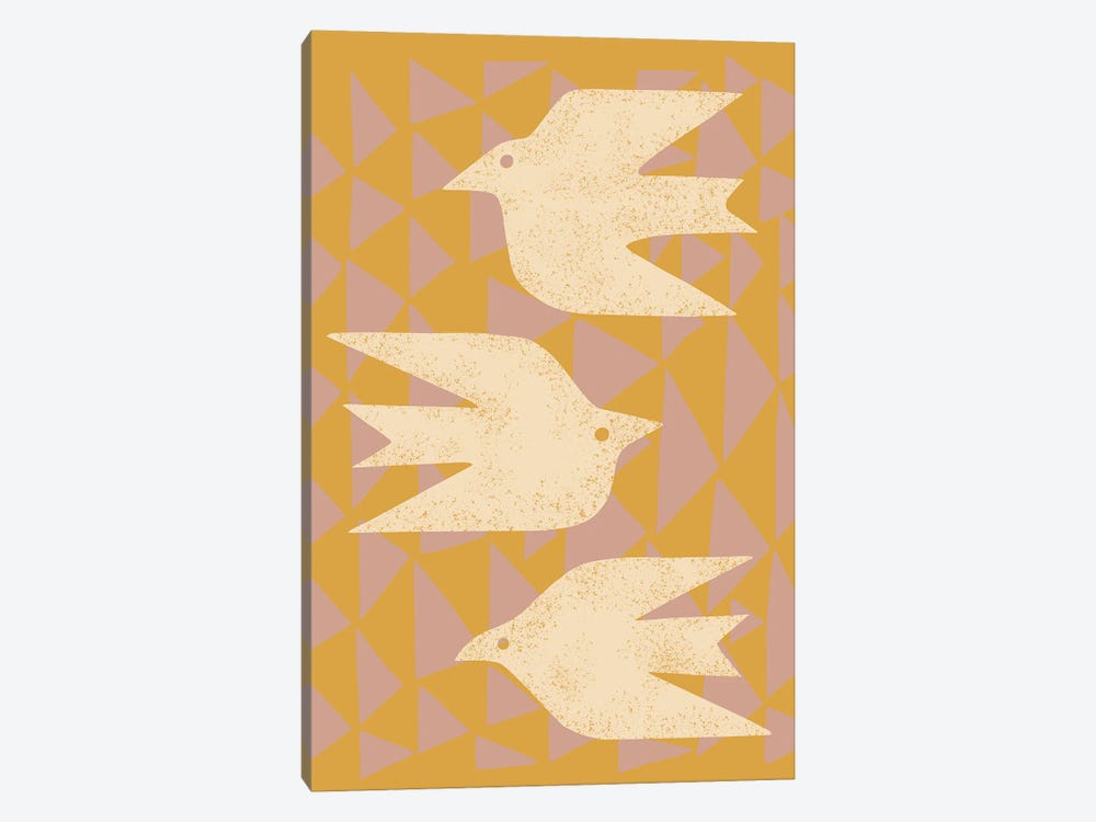 Doves In Flight (Yellow) by Renea L. Thull 1-piece Canvas Wall Art