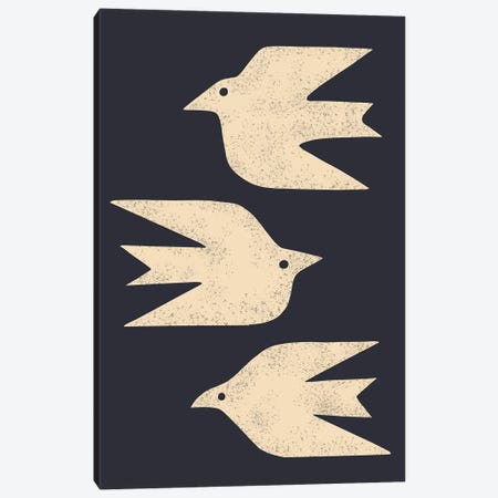 Doves In Flight (Black) Canvas Print #RNT21} by Renea L. Thull Canvas Artwork