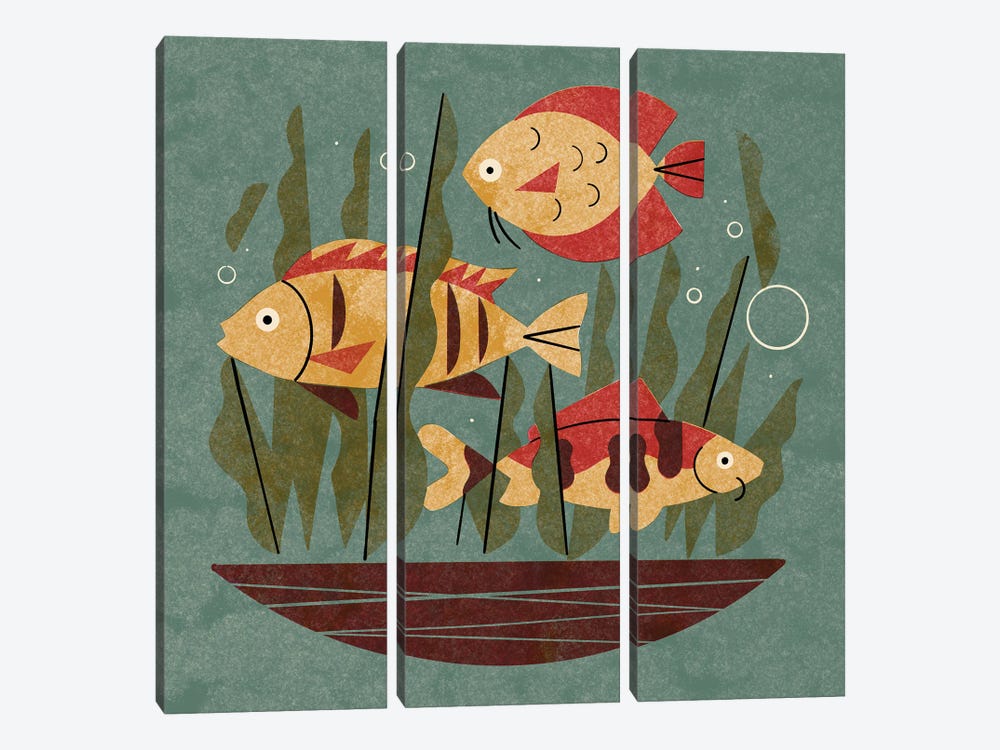 Fish And Seaweed by Renea L. Thull 3-piece Canvas Art Print
