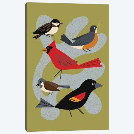 Five Birds Canvas Print #RNT24} by Renea L. Thull Art Print