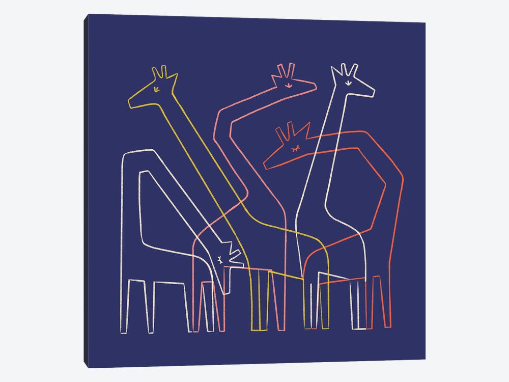 Five Giraffes (Royal Blue) by Renea L. Thull 1-piece Canvas Artwork