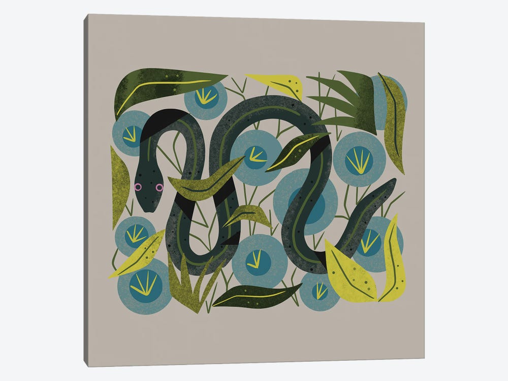 Floral Snake by Renea L. Thull 1-piece Canvas Wall Art