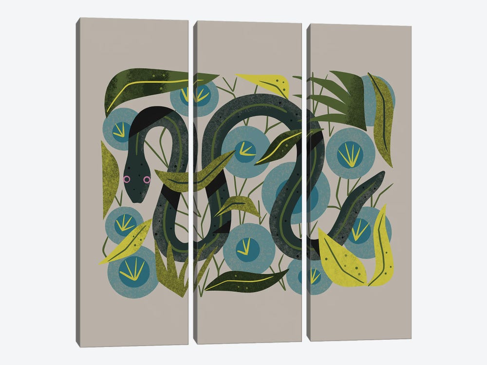 Floral Snake by Renea L. Thull 3-piece Canvas Artwork