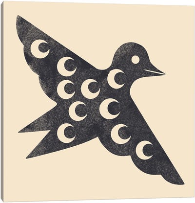 Moon Bird (Black) Canvas Art Print - Renea L. Thull