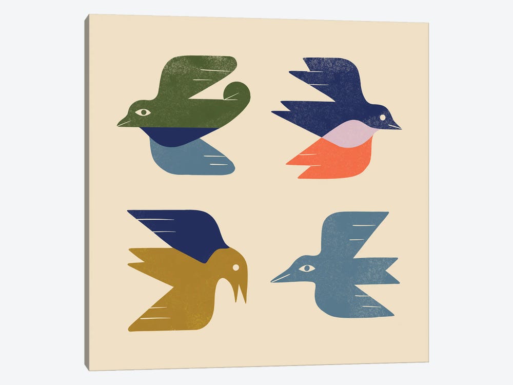 Four Birds Grid Canvas Art Print by Renea L. Thull | iCanvas
