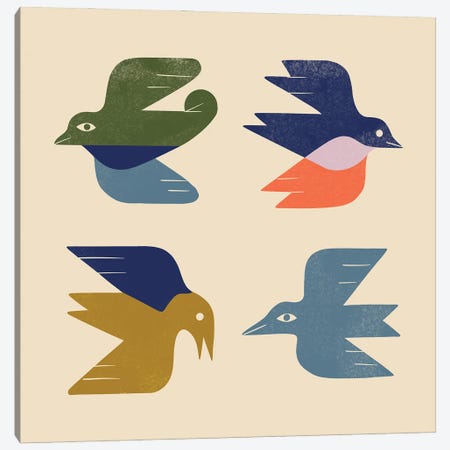 Four Birds Grid Canvas Print #RNT32} by Renea L. Thull Art Print