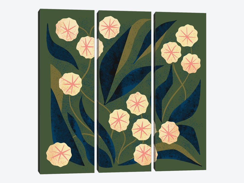 Green Floral by Renea L. Thull 3-piece Canvas Print