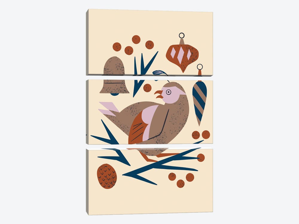 Holiday Partridge by Renea L. Thull 3-piece Art Print