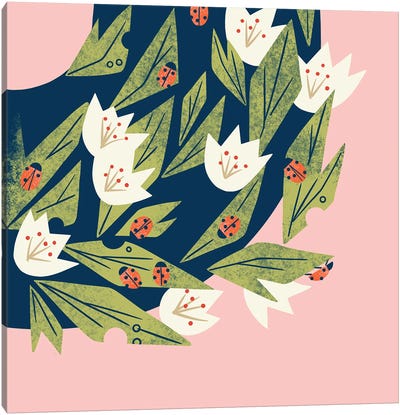 Ladybugs In Bloom Canvas Art Print - Renea L. Thull