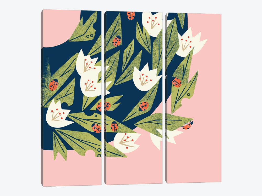 Ladybugs In Bloom by Renea L. Thull 3-piece Canvas Art Print