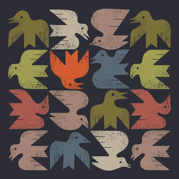 Midcentury Bird Grid (Black)