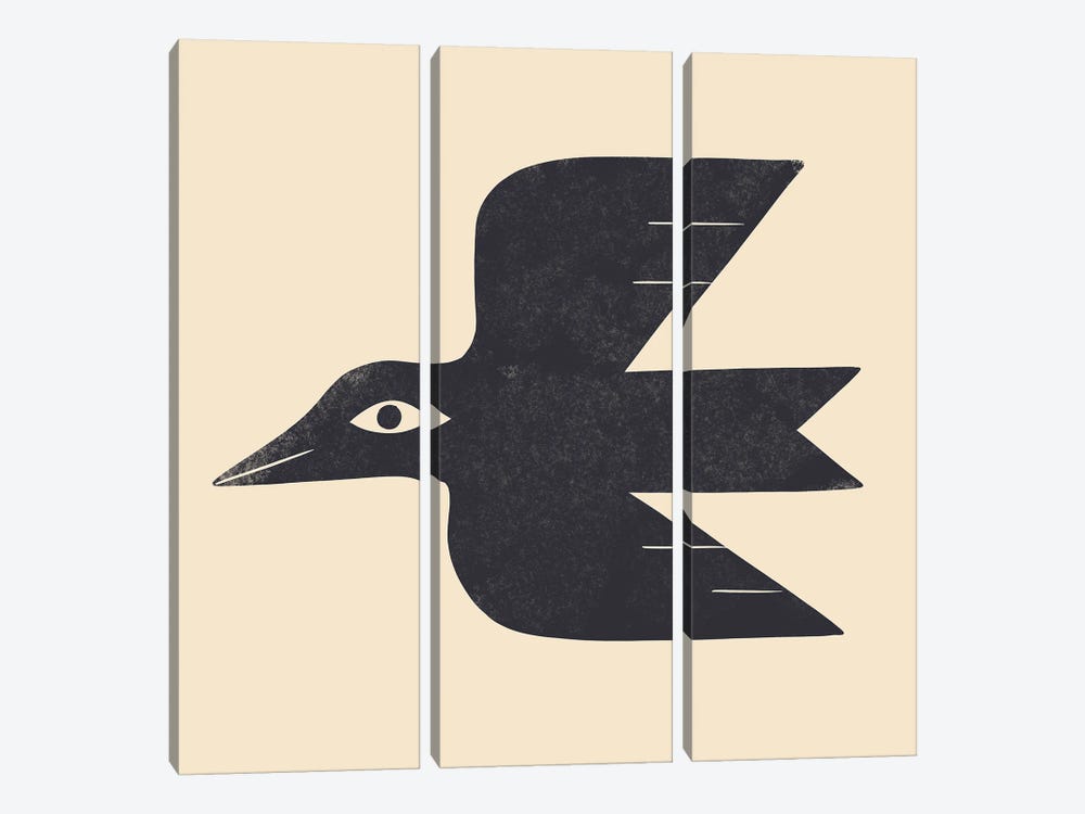 Minimal Blackbird I by Renea L. Thull 3-piece Canvas Print