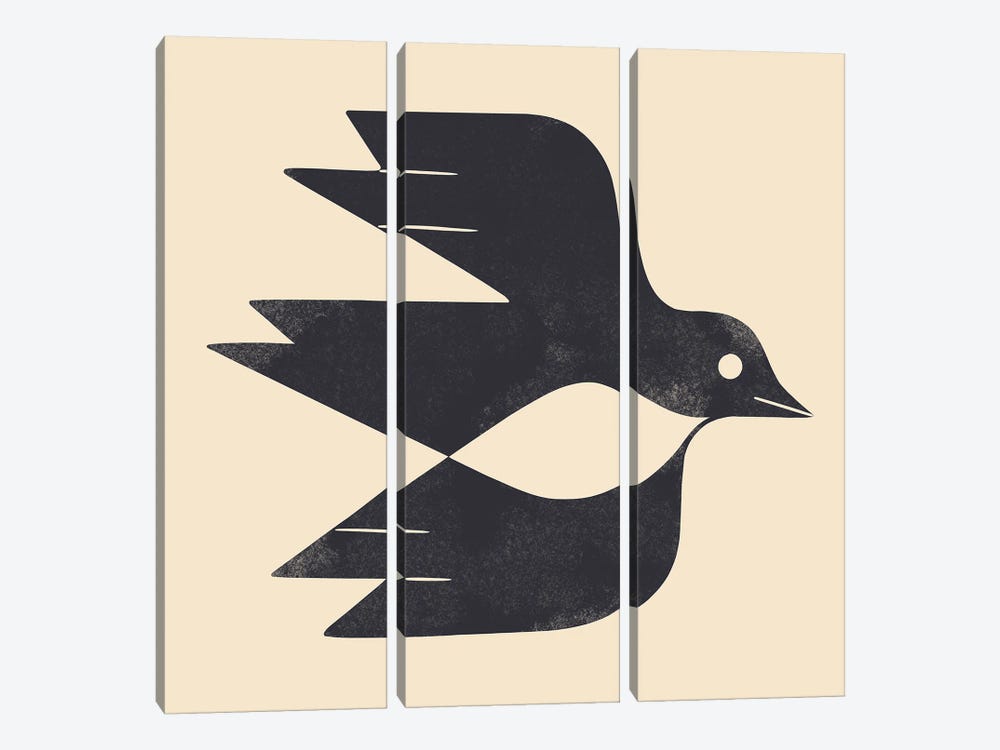 Minimal Blackbird II by Renea L. Thull 3-piece Canvas Wall Art