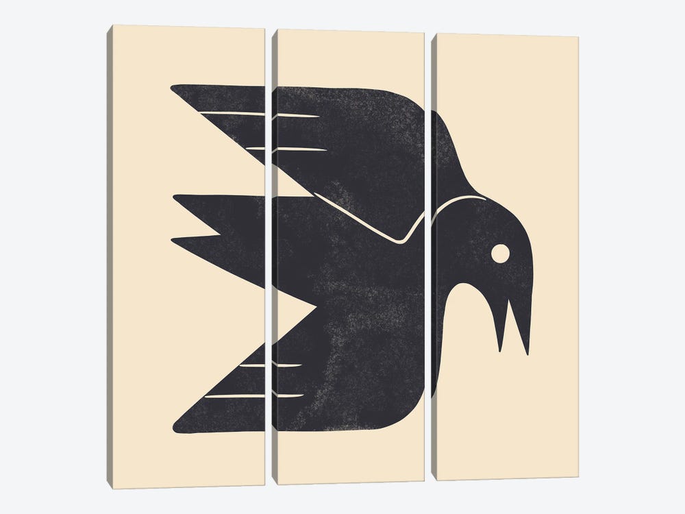 Minimal Blackbird III by Renea L. Thull 3-piece Canvas Art Print