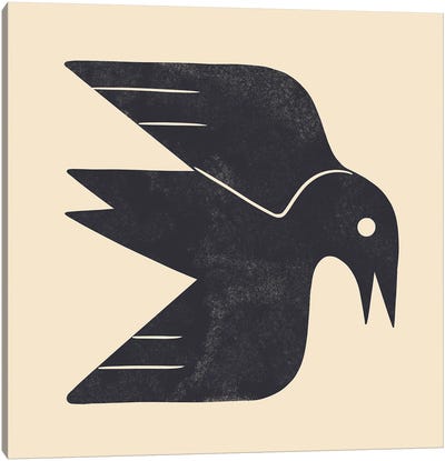 Minimal Blackbird III Canvas Art Print - Renea L. Thull