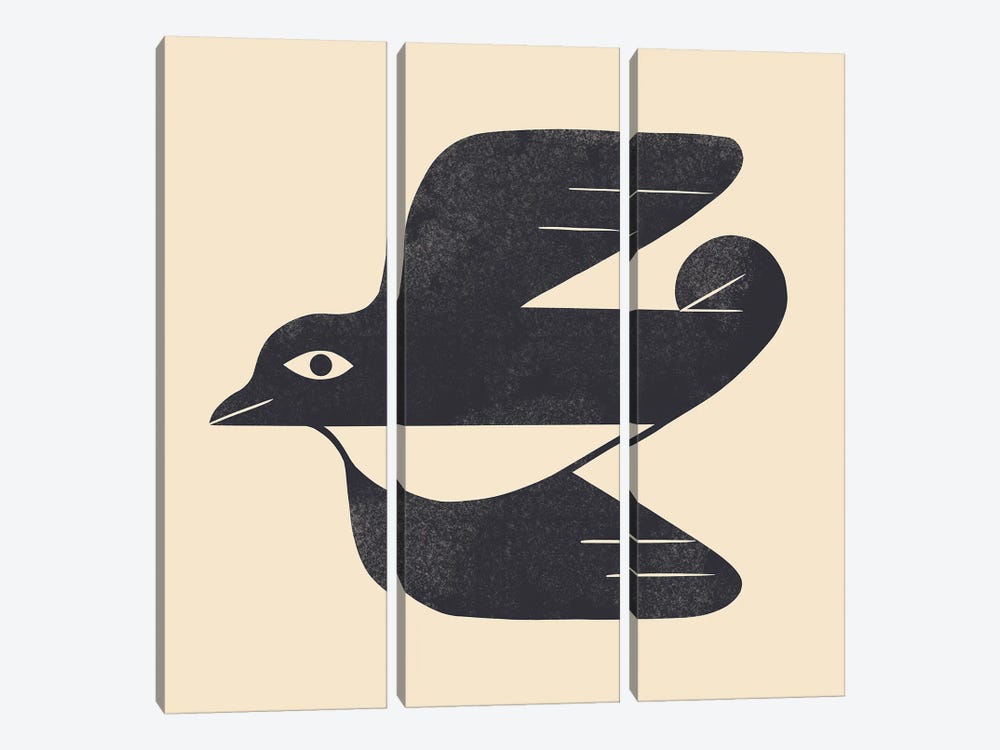 Minimal Blackbird IV by Renea L. Thull 3-piece Canvas Print
