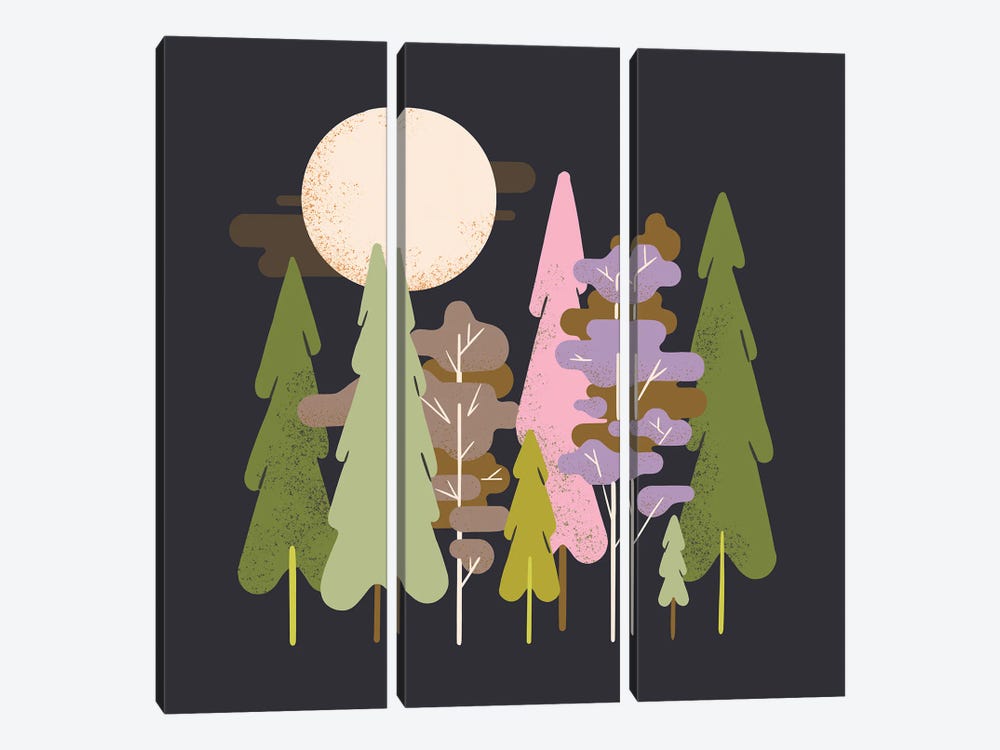 Moonlit Forest by Renea L. Thull 3-piece Canvas Art