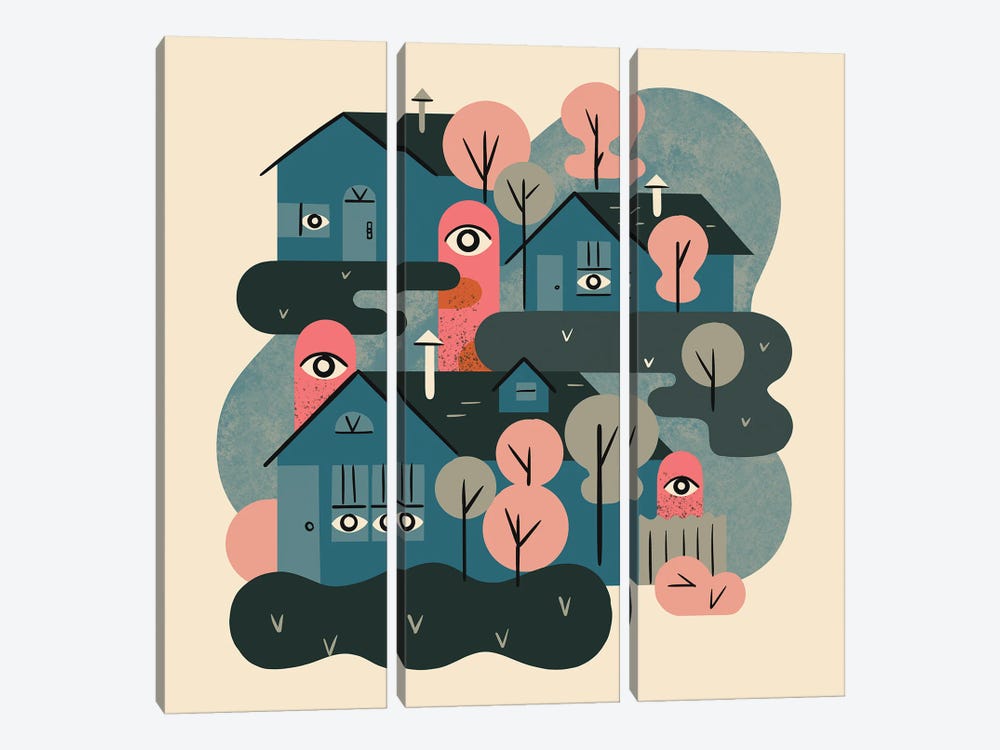 Neighborhood Secrets by Renea L. Thull 3-piece Canvas Print