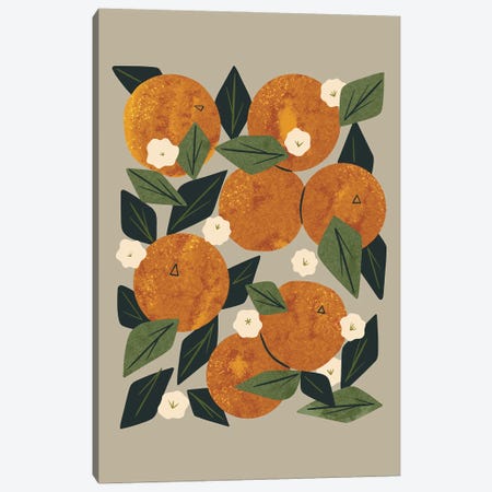 Orange Bouquet (Gray) Canvas Print #RNT54} by Renea L. Thull Canvas Wall Art