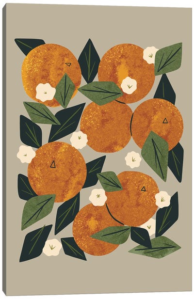 Orange Bouquet (Gray) Canvas Art Print - Renea L. Thull