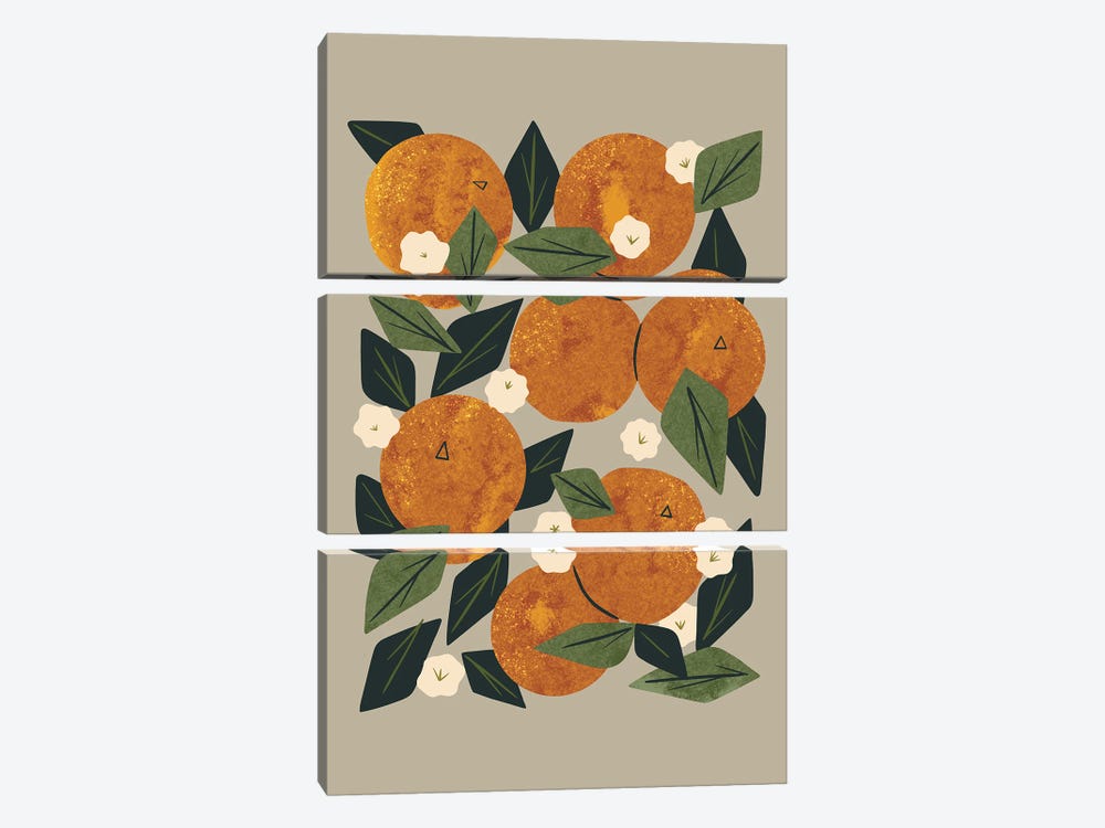 Orange Bouquet (Gray) by Renea L. Thull 3-piece Canvas Print