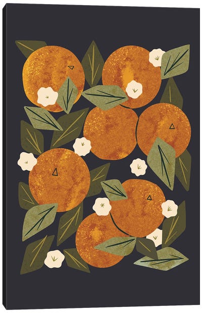 Orange Bouquet (Black) Canvas Art Print - Orange Art