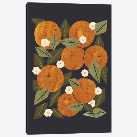 Orange Bouquet (Black) Canvas Print #RNT55} by Renea L. Thull Canvas Artwork