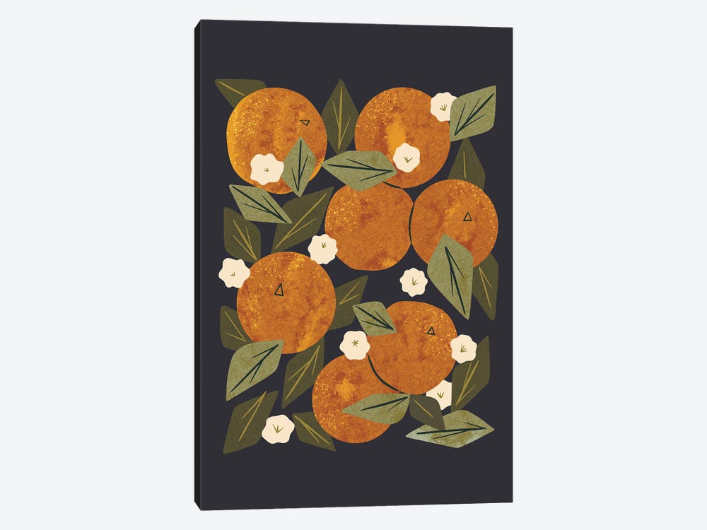 Orange Bouquet (Black) by Renea L. Thull 1-piece Canvas Art
