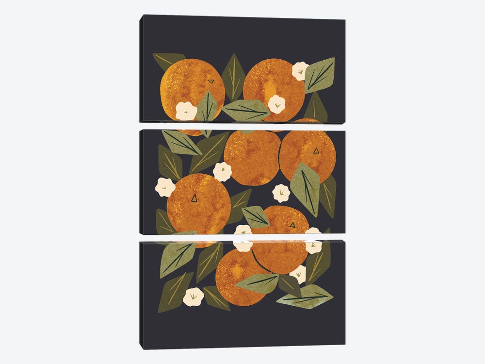 Orange Bouquet (Black) by Renea L. Thull 3-piece Canvas Artwork