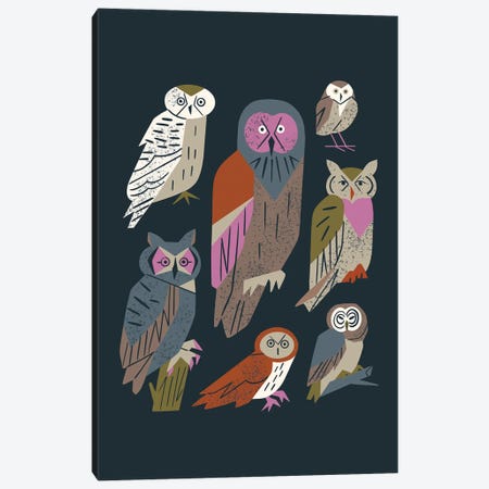 Owl Friends (Cool Black) Canvas Print #RNT56} by Renea L. Thull Canvas Art