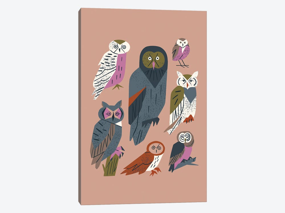 Owl Friends (Dusty Pink) by Renea L. Thull 1-piece Canvas Artwork