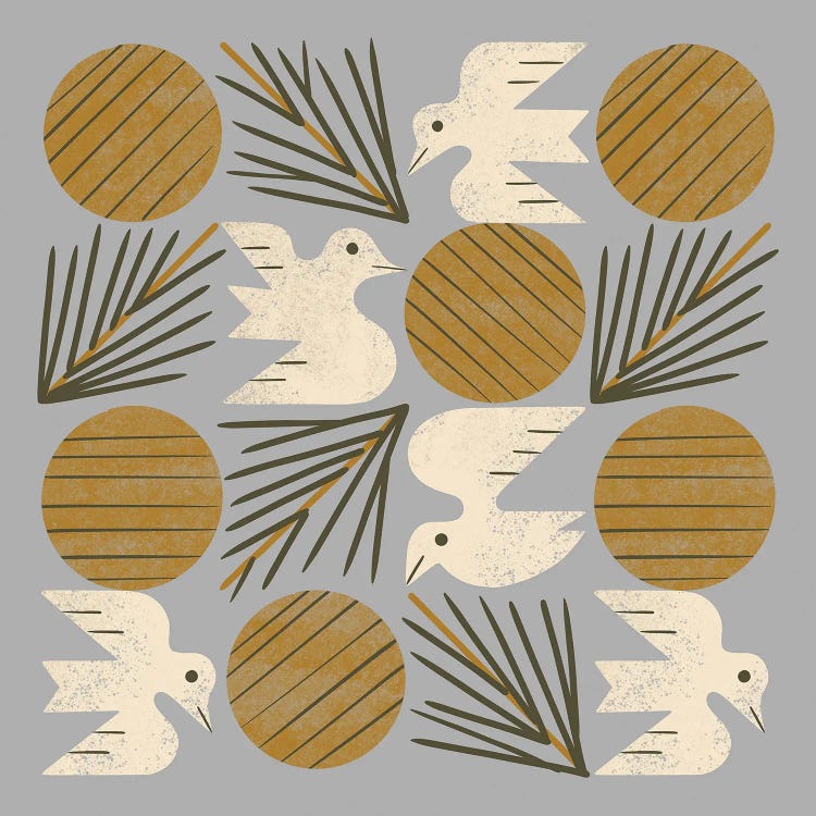 Pine Forest Doves Grid (Silver)