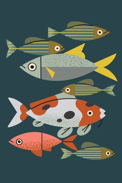 Pond Fishes by Renea L. Thull multi panel art