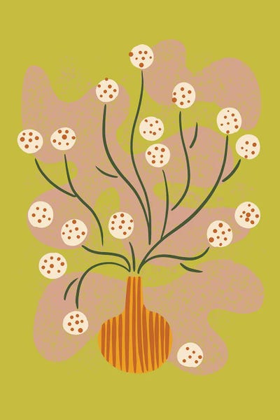 Round Flower Still Life (Lime Green)