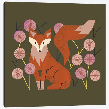 Shy Fox And Wildflowers Canvas Print #RNT72} by Renea L. Thull Canvas Art Print