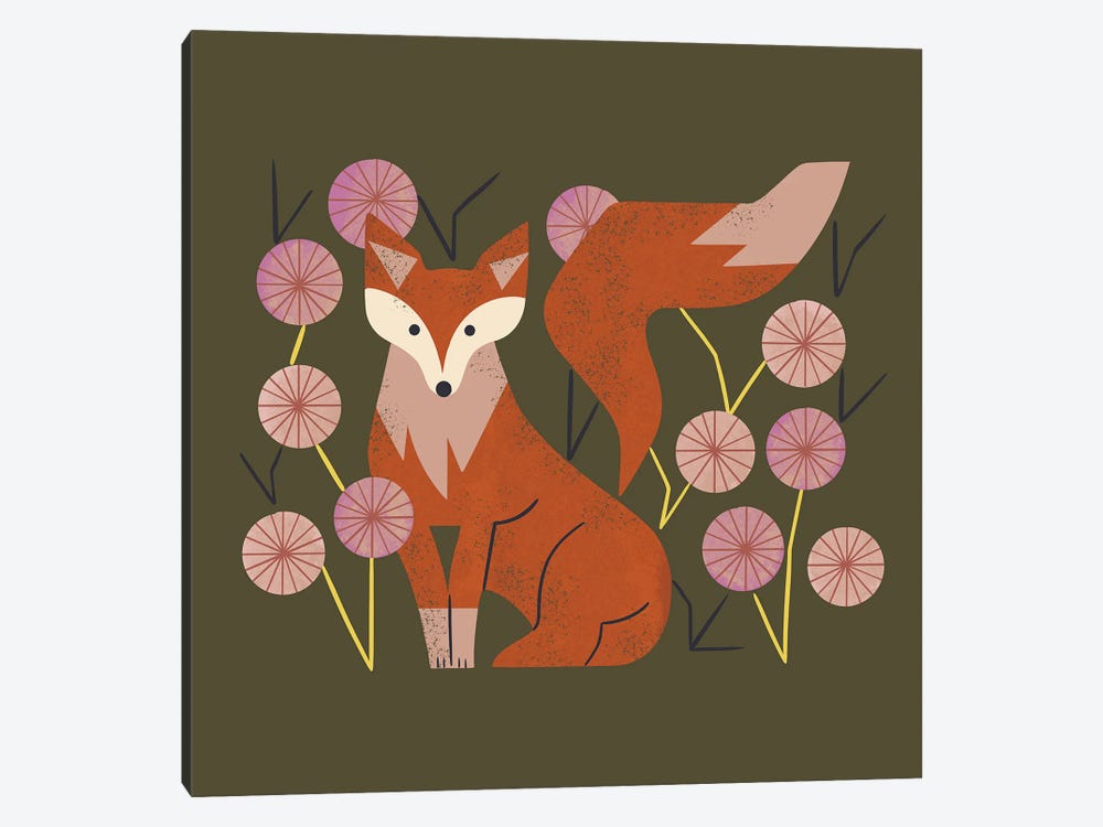 Shy Fox And Wildflowers by Renea L. Thull 1-piece Canvas Art Print