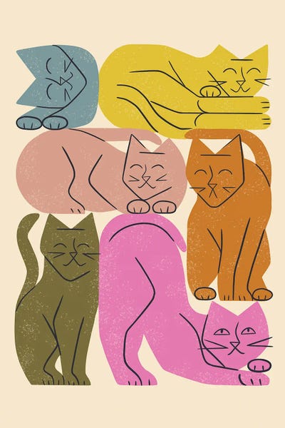 Stack Of Cats I (Retro Colors)