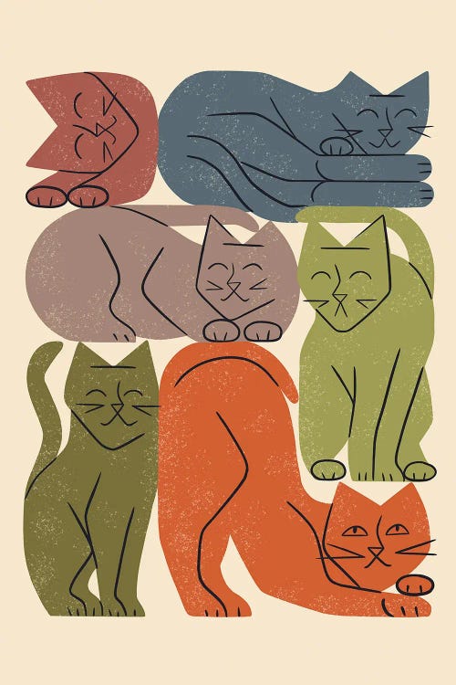 Stack Of Cats I (Earthy Colors)