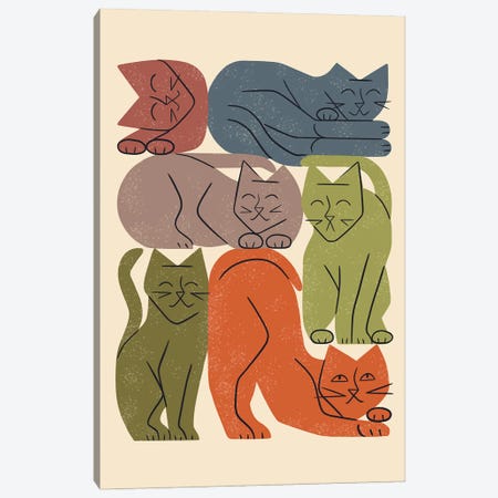 Stack Of Cats I (Earthy Colors) Canvas Print #RNT76} by Renea L. Thull Canvas Wall Art