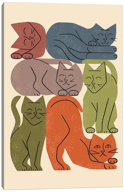 Stack Of Cats I (Earthy Colors) Canvas Art Print - Renea L. Thull