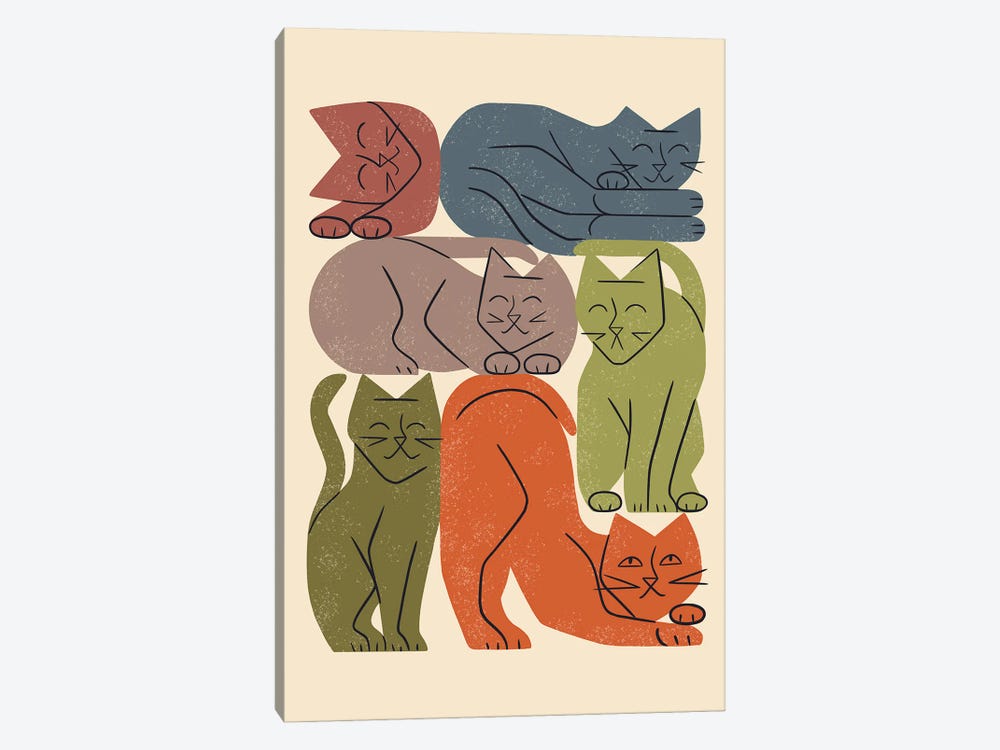 Stack Of Cats I (Earthy Colors) by Renea L. Thull 1-piece Canvas Print