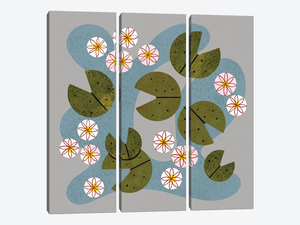 Water Lilies In Bloom by Renea L. Thull 3-piece Canvas Print